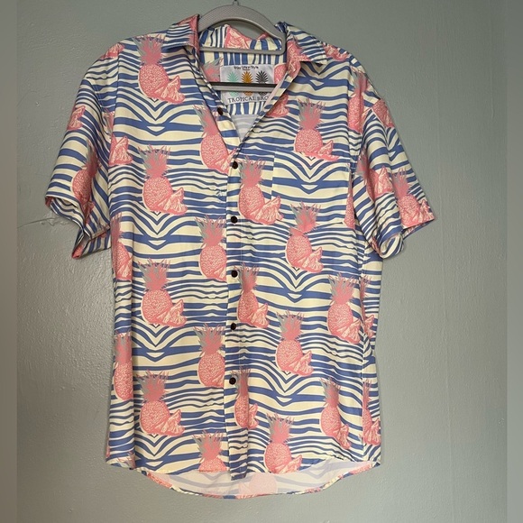 Tropical bros SUPER STRETCH - PURE PINEAPPLE HAWAIIAN SHIRT - Picture 1 of 7